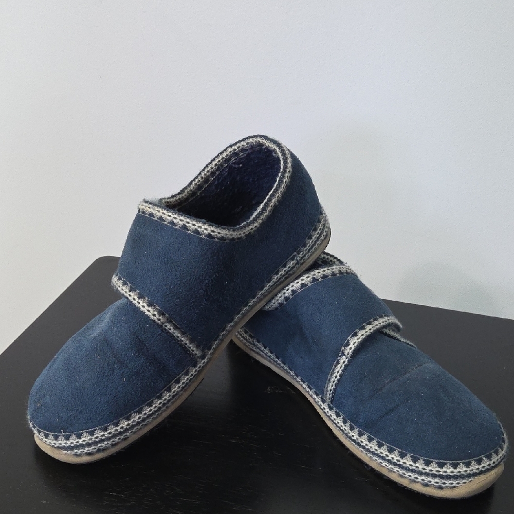 Womens Blue Suede Deer Stag Slippers